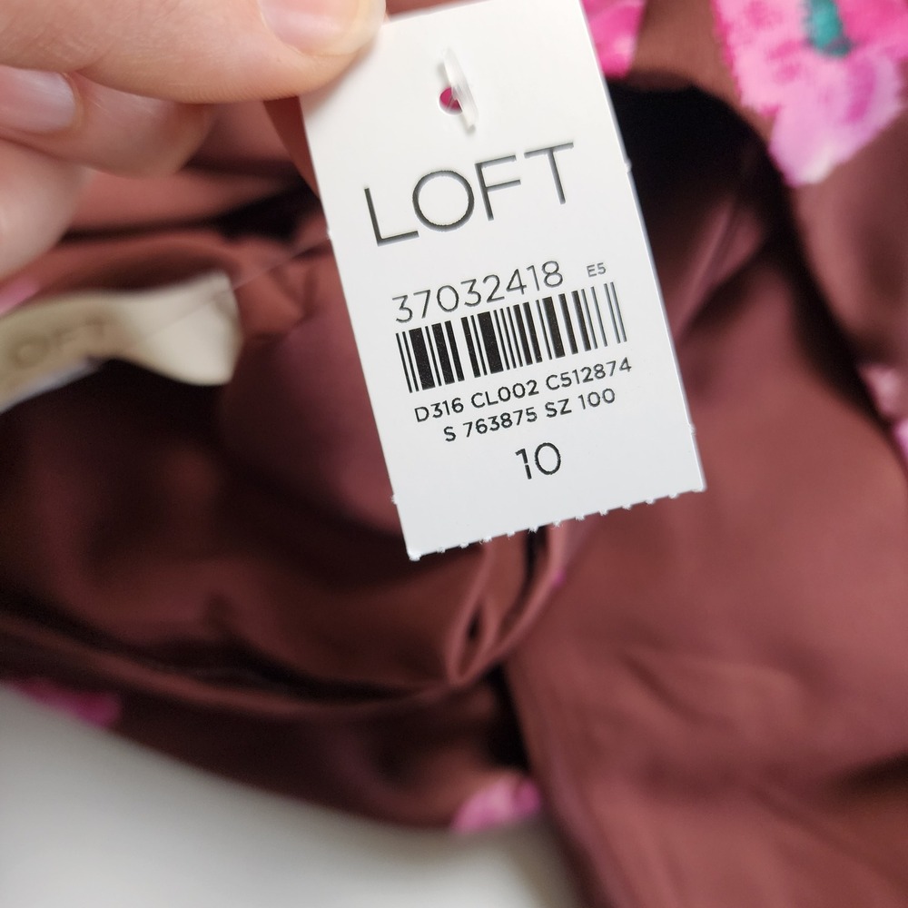 Loft Womens Ikat Buttercup‎ Satin Godet Halter Midi Dress Size 10 NWT Brown Pink - Picture 7 of 13